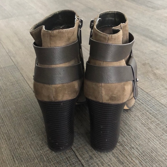 Suede Stacked Heel Booties - Picture 2 of 8